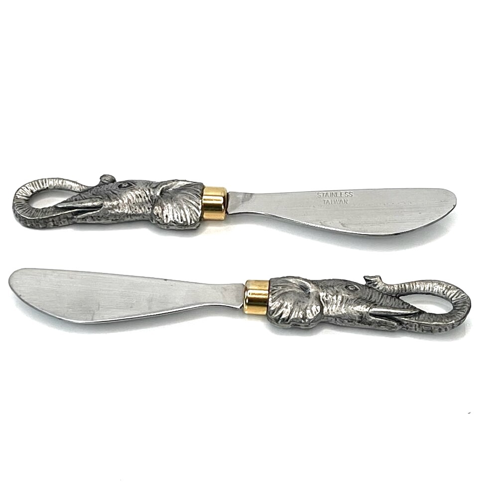 Vintage Stainless Steel butter knives  elephant task handle